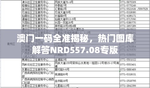 澳门一码全准揭秘，热门图库解答NRD557.08专版